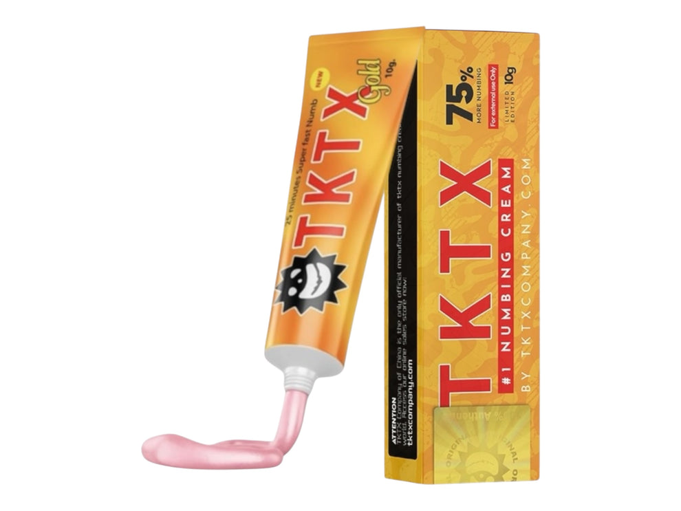 5 Pezzi Crema Per Tatuaggio TKTX 75% Versione Oro Premium 10g