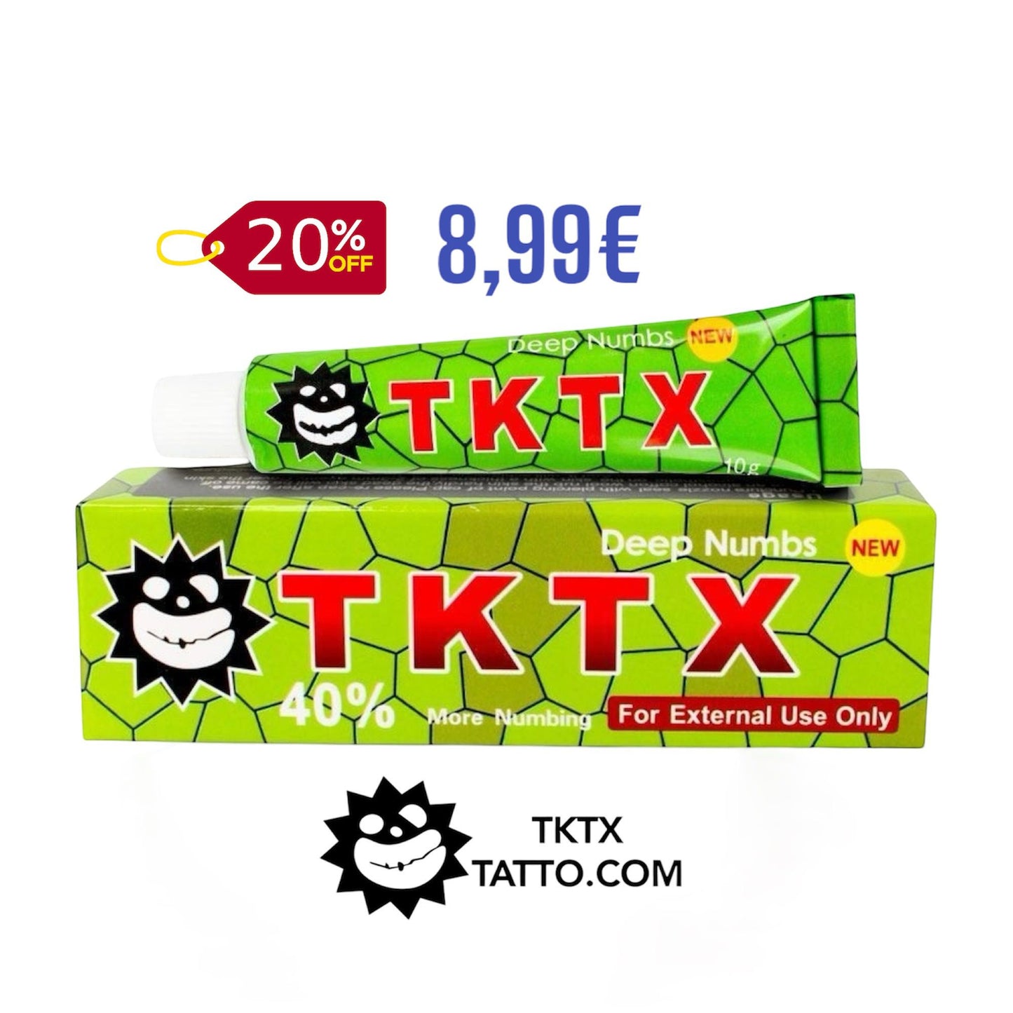 Tatto cream anestetica TKTX 40% VERDE 10g Per Tatuaggio Pircing