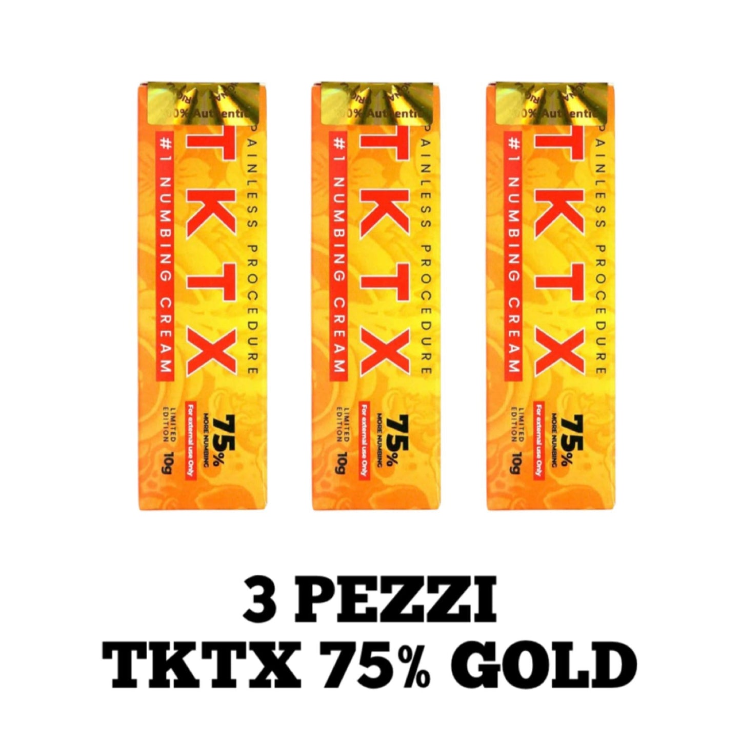 TKTX Crema anestetizzante al 75% versione oro originale 10g 3 PEZZI