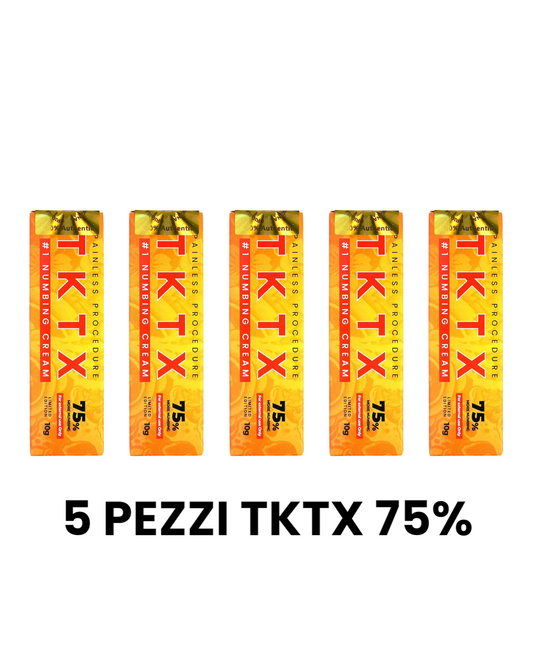 5 Pezzi Crema Per Tatuaggio TKTX 75% Versione Oro Premium 10g