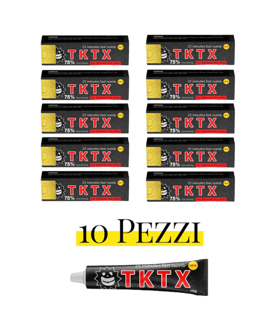 TKTX Crema anestetica per tatuaggio, 10 Pezzi, crema anestetizzante per tatuaggi, trucco permanente, rimozione del tatuaggio, tubo da 10g